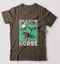 Load image into Gallery viewer, Horse Riding T-Shirt for Men-Olive Green-Ektarfa.online