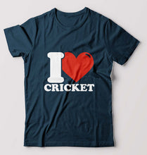 Load image into Gallery viewer, I Love Cricket T-Shirt for Men-Petrol Blue-Ektarfa.online