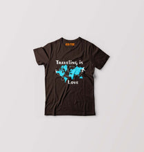 Load image into Gallery viewer, Traveling is Love Kids T-Shirt for Boy/Girl-Coffee Brown-Ektarfa.online