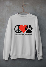 Load image into Gallery viewer, Peace Love Animals Unisex Sweatshirt for Men/Women-Grey Melange-Ektarfa.online