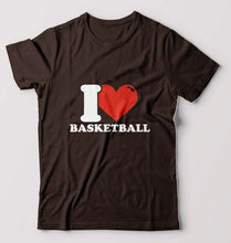 Load image into Gallery viewer, I Love Basketball T-Shirt for Men-Coffee Brown-Ektarfa.online