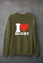 Load image into Gallery viewer, I Love Rugby Unisex Sweatshirt for Men/Women-Olive Green-Ektarfa.online