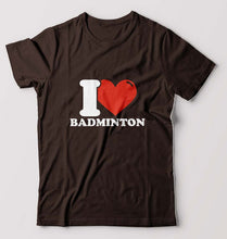 Load image into Gallery viewer, I Love Badminton T-Shirt for Men-Coffee Brown-Ektarfa.online