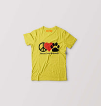 Load image into Gallery viewer, Peace Love Animals Kids T-Shirt for Boy/Girl-Yellow-Ektarfa.online