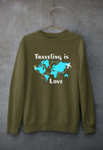 Load image into Gallery viewer, Traveling is Love Unisex Sweatshirt for Men/Women-Olive Green-Ektarfa.online