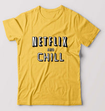 Load image into Gallery viewer, Netflix and chill T-Shirt for Men-Golden Yellow-Ektarfa.online