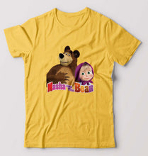 Load image into Gallery viewer, Masha and the Bear T-Shirt for Men-Golden Yellow-Ektarfa.online