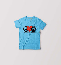 Load image into Gallery viewer, Peace Love Animals Kids T-Shirt for Boy/Girl-Light Blue-Ektarfa.online