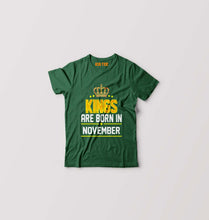Load image into Gallery viewer, Kings Are Born In November Kids T-Shirt for Boy/Girl-Dark Green-Ektarfa.online
