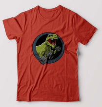 Load image into Gallery viewer, Angry T-Rex Gym T-Shirt for Men-Brick Red-Ektarfa.online