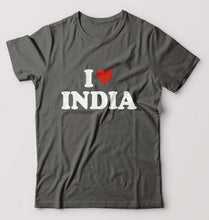 Load image into Gallery viewer, I Love India T-Shirt for Men-Charcoal-Ektarfa.online