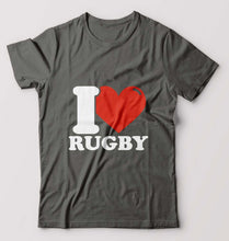 Load image into Gallery viewer, I Love Rugby T-Shirt for Men-Charcoal-Ektarfa.online