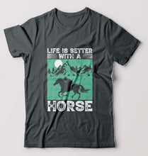Load image into Gallery viewer, Horse Riding T-Shirt for Men-Steel grey-Ektarfa.online