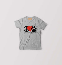 Load image into Gallery viewer, Peace Love Animals Kids T-Shirt for Boy/Girl-Grey-Ektarfa.online