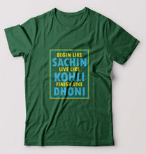 Load image into Gallery viewer, CRICKET Sachin Kohli Dhoni T-Shirt for Men-Bottle Green-Ektarfa.online