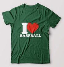 Load image into Gallery viewer, I Love Baseball T-Shirt for Men-Bottle Green-Ektarfa.online