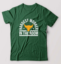 Load image into Gallery viewer, Hardest Worker In the Room Gym T-Shirt for Men-Bottle Green-Ektarfa.online