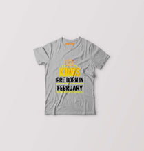 Load image into Gallery viewer, Kings Are Born In February Kids T-Shirt for Boy/Girl-Grey-Ektarfa.online