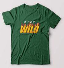 Load image into Gallery viewer, Stay Wild T-Shirt for Men-Bottle Green-Ektarfa.online