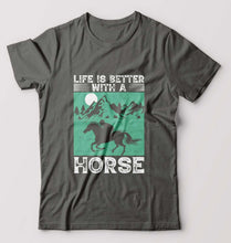 Load image into Gallery viewer, Horse Riding T-Shirt for Men-Charcoal-Ektarfa.online