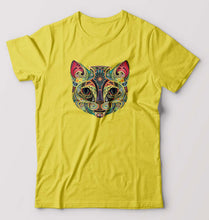 Load image into Gallery viewer, Psychedelic Cat T-Shirt for Men-Yellow-Ektarfa.online