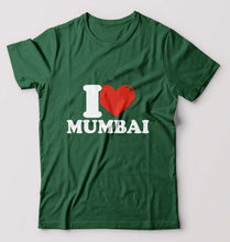 Load image into Gallery viewer, I Love Mumbai T-Shirt for Men-Bottle Green-Ektarfa.online
