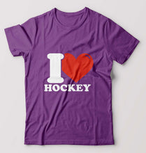 Load image into Gallery viewer, I Love Hockey T-Shirt for Men-Purple-Ektarfa.online
