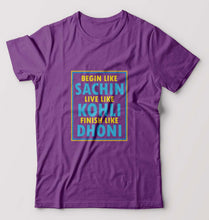 Load image into Gallery viewer, CRICKET Sachin Kohli Dhoni T-Shirt for Men-Purple-Ektarfa.online