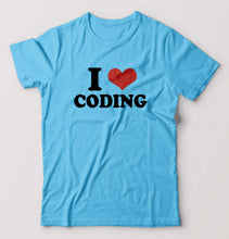 Load image into Gallery viewer, I LOVE CODING T-Shirt for Men-Light Blue-Ektarfa.online

