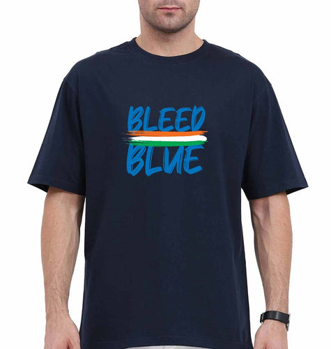 bleed blue Oversized T-Shirt for Men-Navy Blue-Ektarfa.online