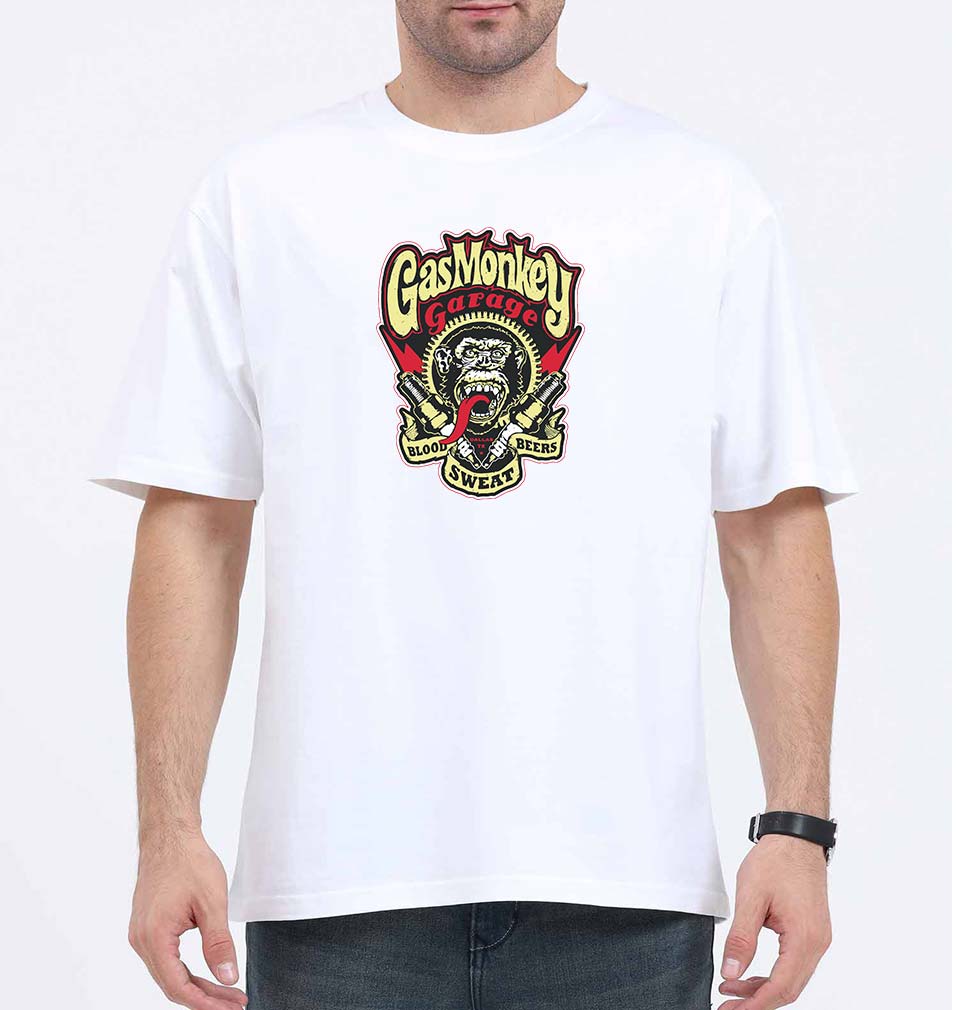 Gas Monkey Oversized T-Shirt for Men-White-Ektarfa.online
