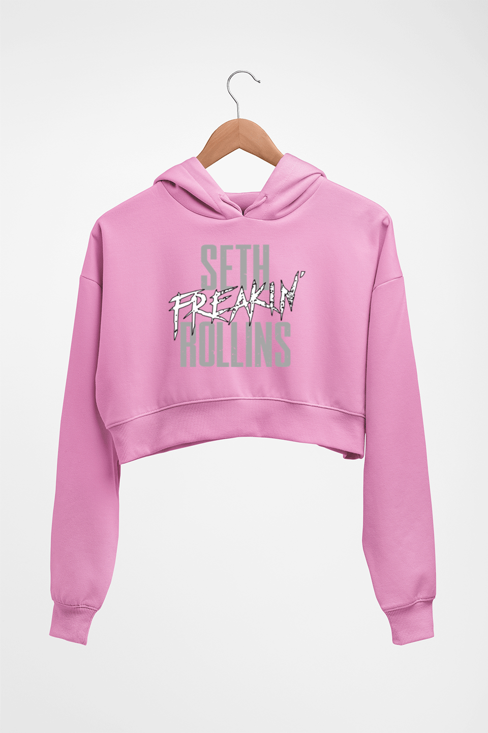 Seth Rollins Crop HOODIE FOR WOMEN-Light Baby Pink-Ektarfa.online