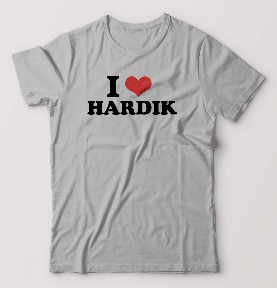 I LOVE HARDIK T-Shirt for Men-Grey Melange-Ektarfa.online