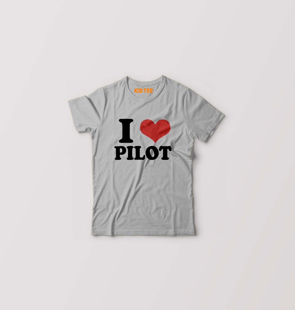 I LOVE PILOT T-Shirt for Boy/Girl-Grey-Ektarfa.online