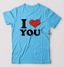Load image into Gallery viewer, I LOVE YOU T-Shirt for Men-Light Blue-Ektarfa.online
