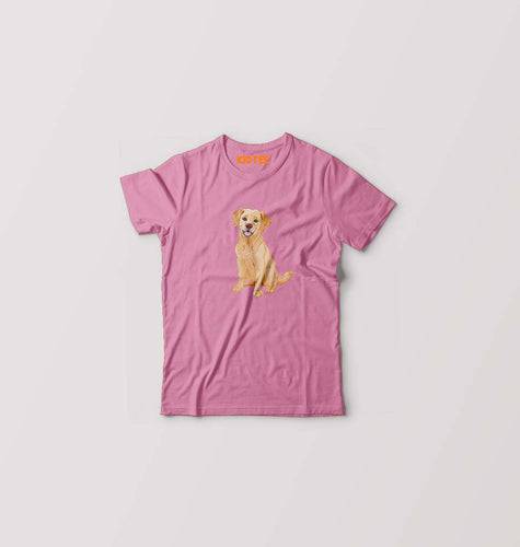 golden retreiver Kids T-Shirt for Boy/Girl-Pink-Ektarfa.online