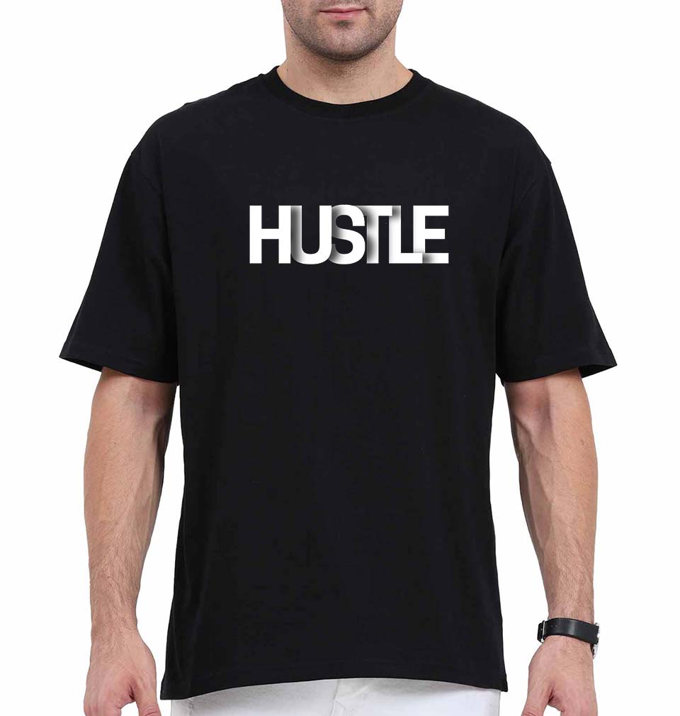hustle Oversized T-Shirt for Men-Black-Ektarfa.online