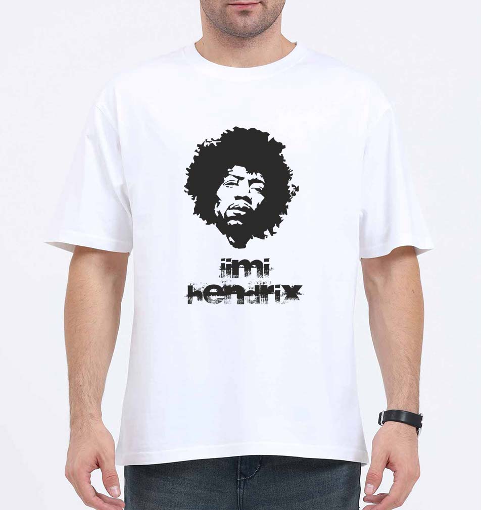 Jimi Hendrix Oversized T-Shirt for Men-White-Ektarfa.online