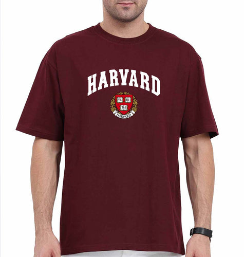 Harvard Oversized T-Shirt for Men-Maroon-Ektarfa.online