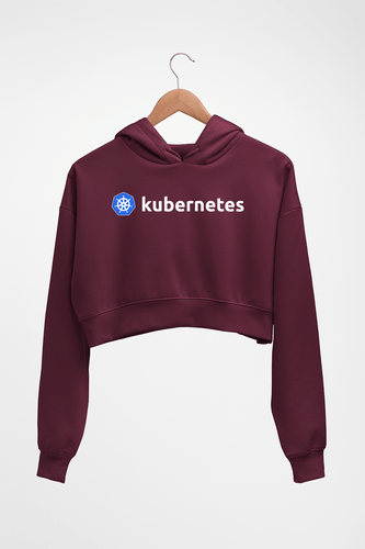 Kubernetes Crop HOODIE FOR WOMEN-Maroon-Ektarfa.online