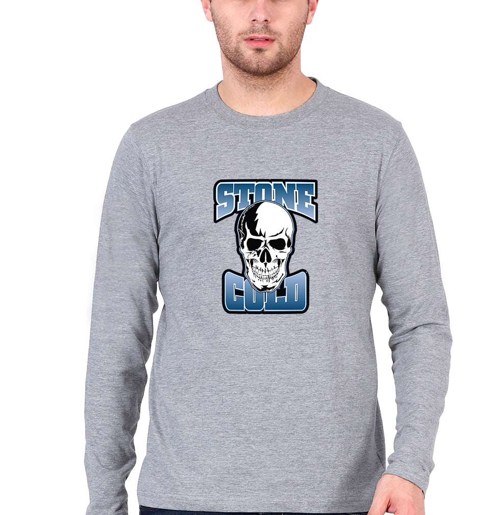 Stone Cold Steve Austin Full Sleeves T-Shirt for Men-Grey Melange-Ektarfa.online