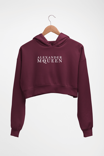 alexander mcqueen Crop HOODIE FOR WOMEN-Maroon-Ektarfa.online