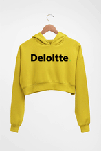 Load image into Gallery viewer, Deloitte Crop HOODIE FOR WOMEN-Mustard Yellow-Ektarfa.online
