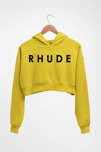 rhude Crop HOODIE FOR WOMEN-Mustard Yellow-Ektarfa.online