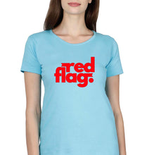 Load image into Gallery viewer, Red Flag T-Shirt for Women-SkyBlue-Ektarfa.online
