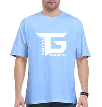 Load image into Gallery viewer, Techno Gamer Oversized T-Shirt for Men-Baby Blue-Ektarfa.online
