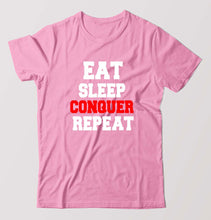 Load image into Gallery viewer, eat sleep conquer repeat T-Shirt for Men-Light Baby Pink-Ektarfa.online
