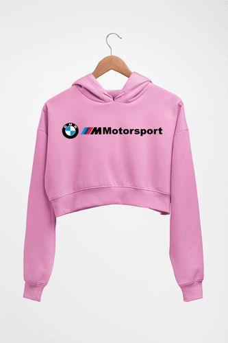 BMW Motersport Crop HOODIE FOR WOMEN-Light Baby Pink-Ektarfa.online