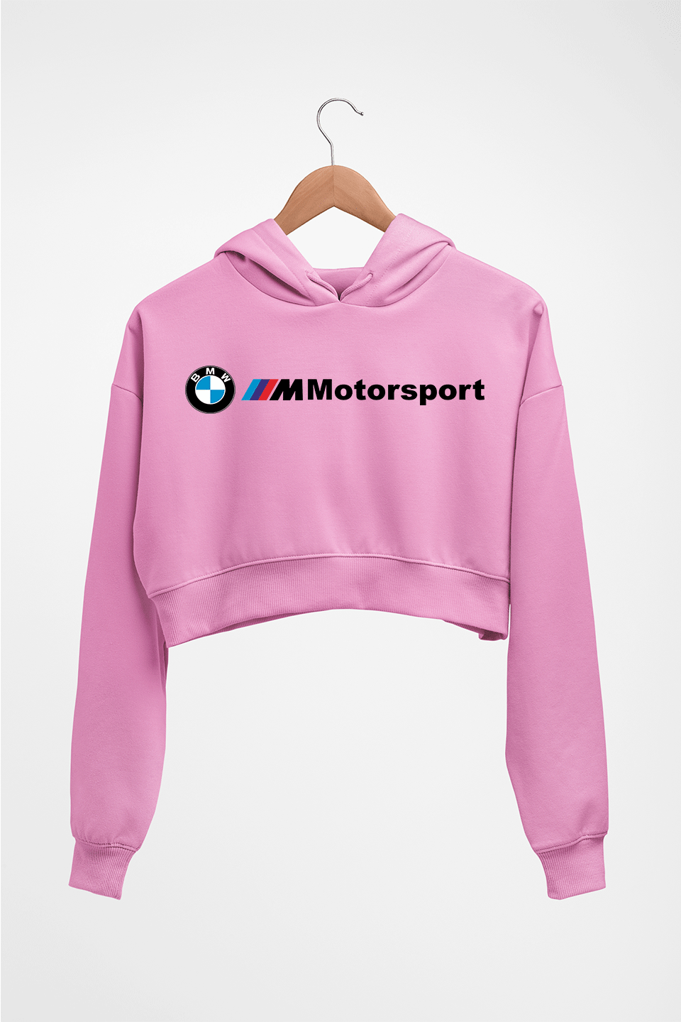 BMW Motersport Crop HOODIE FOR WOMEN-Light Baby Pink-Ektarfa.online