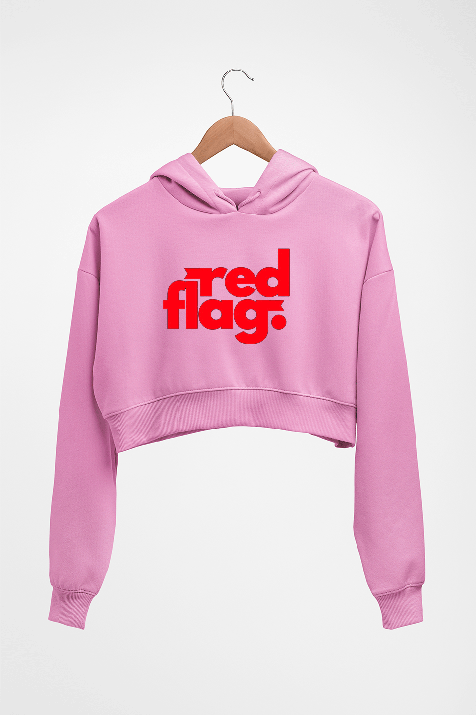 Red Flag Crop HOODIE FOR WOMEN-Light Baby Pink-Ektarfa.online